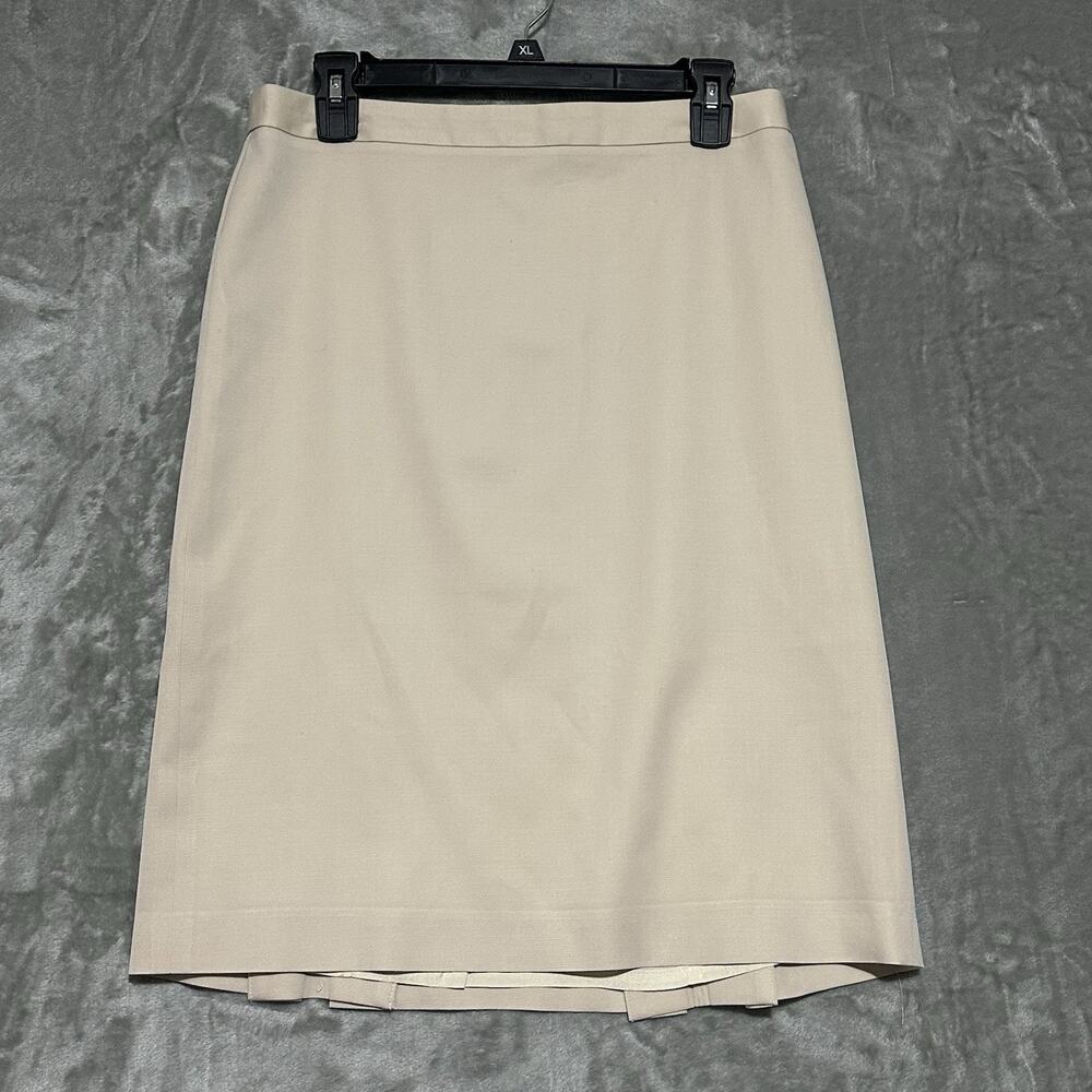 Vintage J Crew 100% Wool Pencil Midi Skirt Womens Size 8 Ivory Minimalist Classy